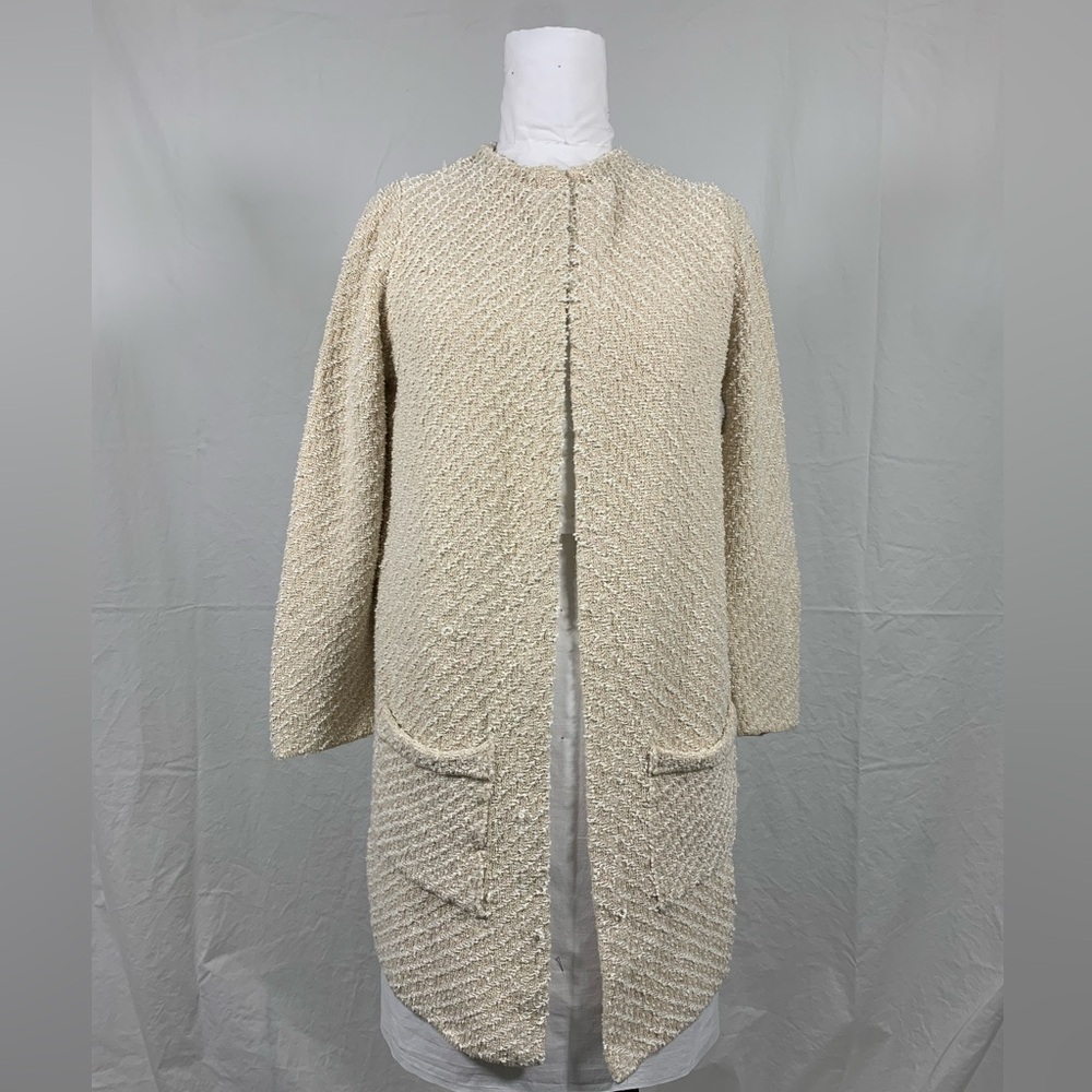 Mango Beige Textured Cardigan Jacket - Size 6